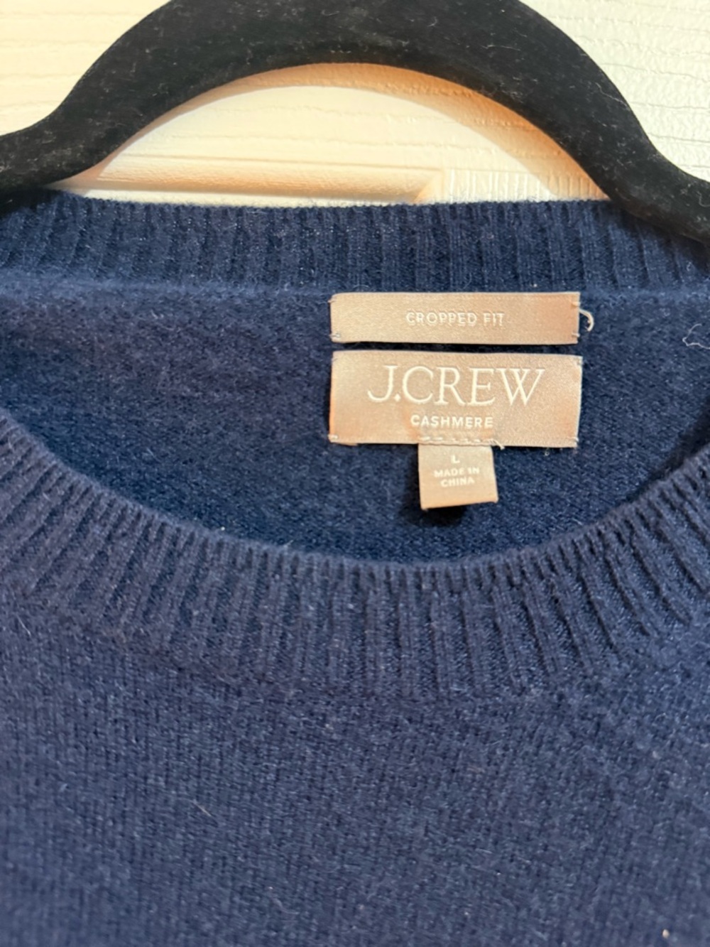 J Crew Cropped Navy Crewneck Sweater - Picture 3 of 4